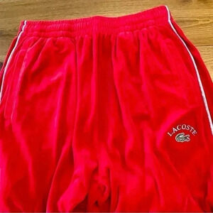 Vintage Lacoste 🐊 Velour | Sweatpants - Joggers | Red & White | Sweatsuit